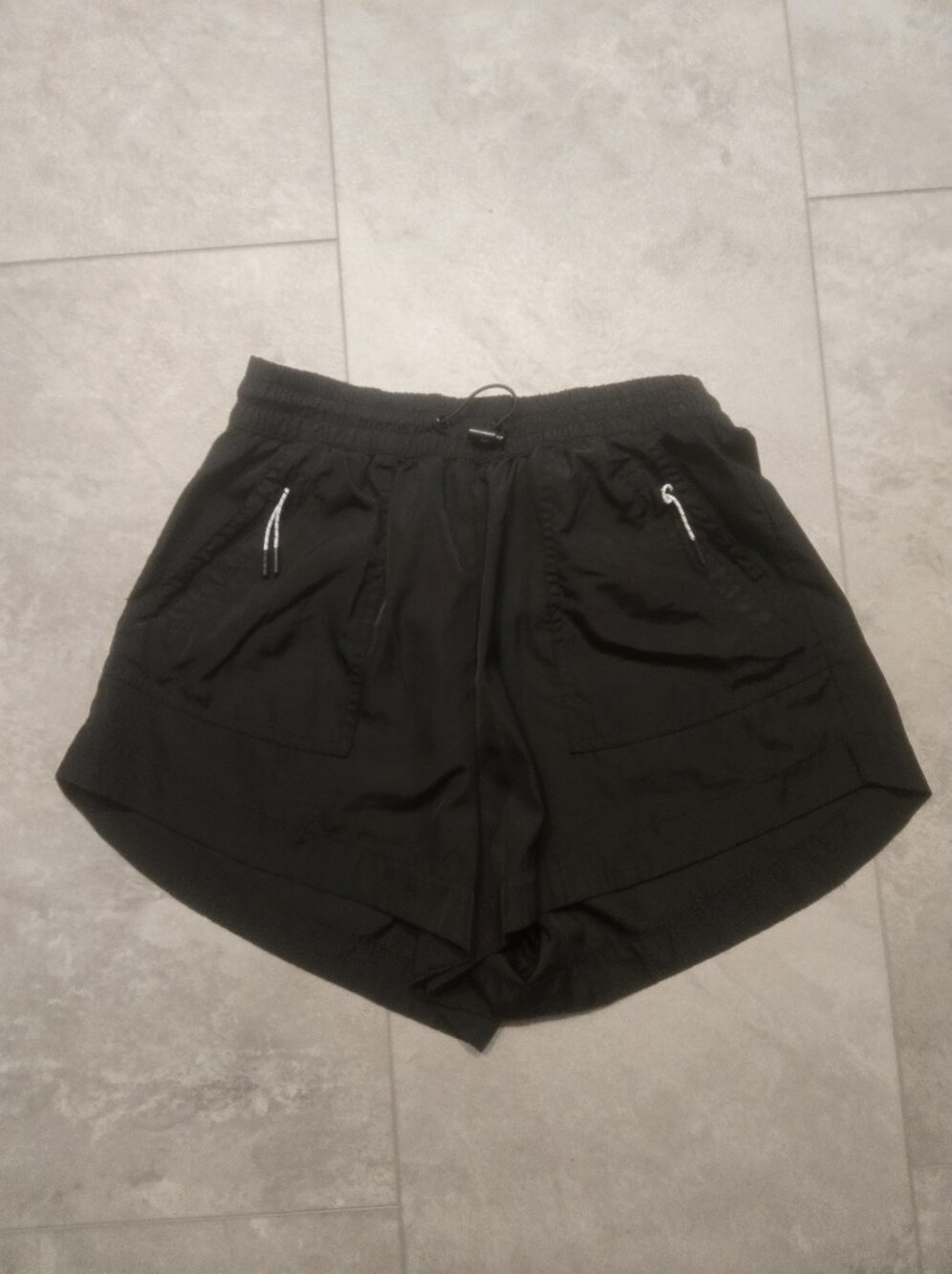 Zara Sporty Elastic Waist Shorts with Toggles - Black, Size XS
